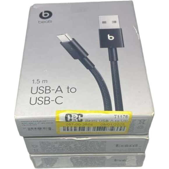 Beats USB‑A to USB‑C Woven Charging Cable 1.5m 5ft Lot of 3 Fast Charge Box Wear - Picture 1 of 8